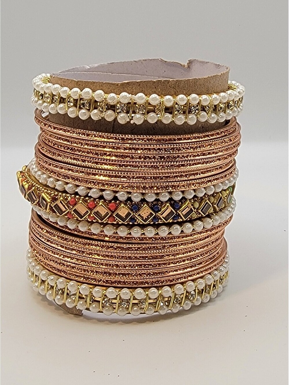 Indian Bridal Bangle Set Traditional Indian Wedding Jewelry Set Gold Tone Sz 2.6